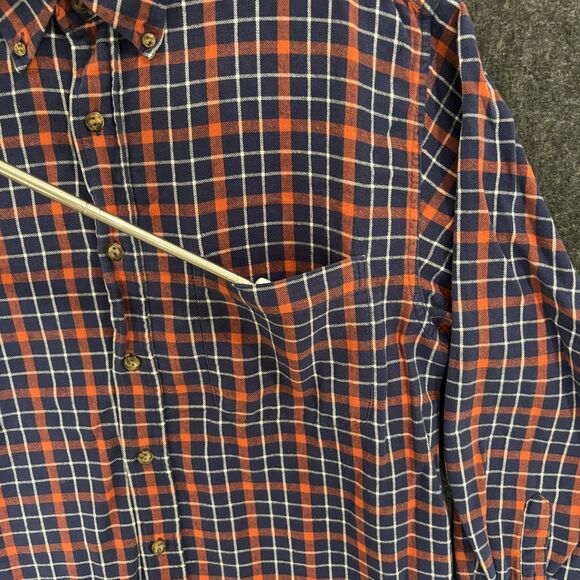 Eddie Bauer Shirt Men's Small Blue Orange Plaid Flannel Button Down Classic Fit - Picture 3 of 9